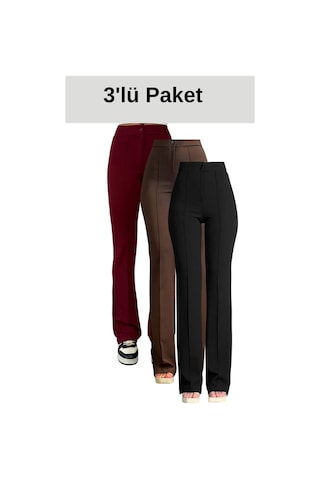 Thiffgymwear Krep Kumaş Likralı Kadın Palazzo Pantolon 3'lü Set Çok Renkli