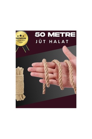 8 Mm 50 Metre Jüt Halat Dekoratif Hasır İp Urgan Süs Evimdeyokyok