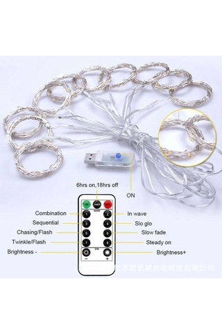 Yifomall Beyaz 300 Led Su Geçirmez Perde Işık Zinciri - Uzaktan Kumandalı, Senaryo Ayarlarıyla Bayram, Düğün, Doğum Günü Ve Ev Dekorasyonu İçin Beyaz
