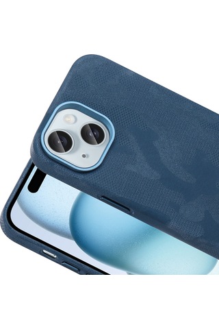 Maks Technology iPhone Uyumlu 15 Kılıf M-safe Şarj Özellikli Kamuflaj Tasarımlı Mkst Sera Sert Pc Kapak - Lacivert
