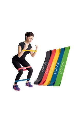 Clifton 5'li Pilates Direnç Lastiği Aerobik Yoga Egzersiz Band