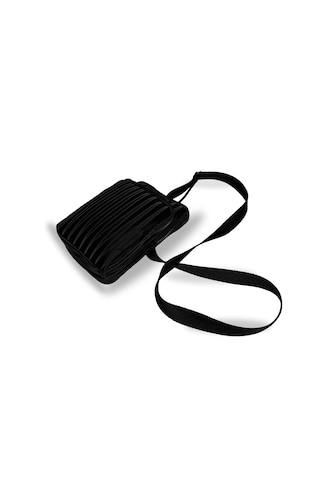 Kadın Siyah Parlak Mini Urban Çapraz Ayarlanabilir Omuz Çantası Siyah