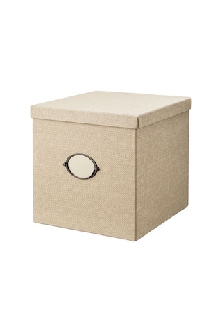 Ikea Kvarnvık Kapaklı Karton Saklama Kutusu 35 X 32 X 32 Cm Bej