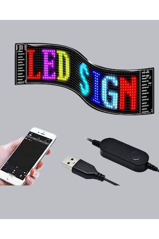 Rgb Led Panel Çok Renkli, Kumandalı, Usb Bağlantılı Yazı Ve Gıf Gösterimli Akıllı Lamba - 14992