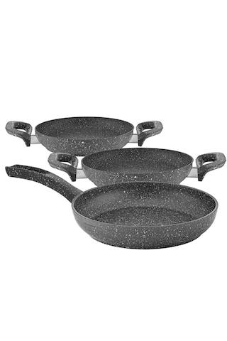 Hascevher Verona Granit 3 Parça Sahan - Tava Seti 16/18cmsahan/24cmtava Gri
