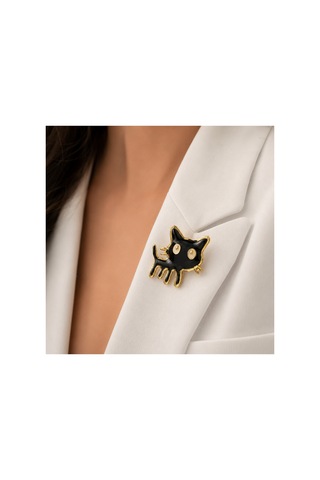 Brooch Kedi Figürlü Zarif Yaka İğnesi & Aksesuar Koleksiyonu Bakır