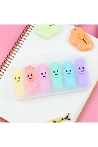 6lı Emoji Fosforlu Kalem - Çok Renkli