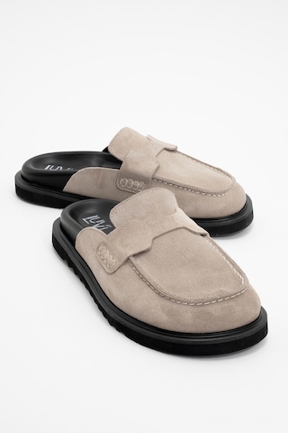 Luvishoes Laven Bej Süet Hakiki Deri Kadın Terlik Bej