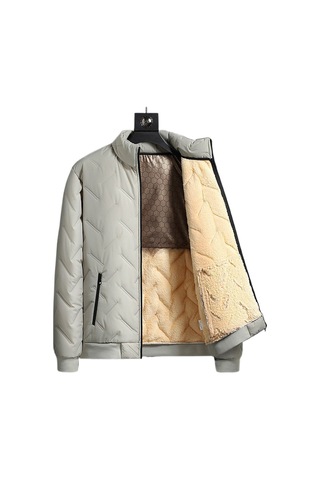 Kışlık Polar Astarlı Erkek Polar Ceket Haki