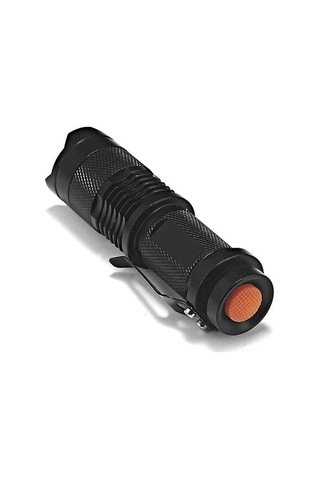 Metal Mini Led El Feneri CREE Q5 LED 2000W Zoom ve Selektörlü Metal Fener 2 Adet Siyah