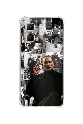 Infinix Hot 50i - Smart 9 Uyumlu Mustafa Kemal Atatürk Kolajları Baskılı Silikon Kılıf