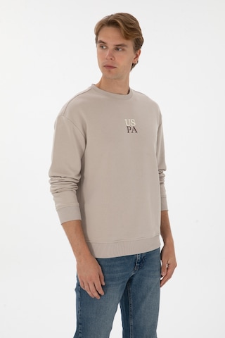 U.S. Polo Assn. Erkek Comfort Fit Bisiklet Yaka Taş Basic Sweatshirt 50313760-VR049