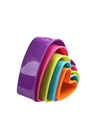 5 Adet Kurabiye Plastik Kek Kalıbı Bisküvi Piston Formları Dıy Pişirme Araçları Kalp Çok Renkli