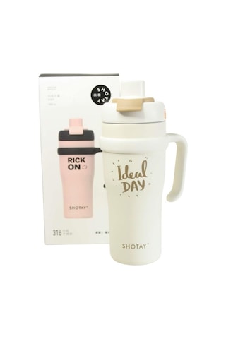 Shotay St-8919 Çift Kullanım Pipetli/rahat İçim Beyaz 1000ml Çelik Termos Diğer