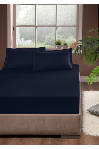 Pierre Cardin Pamuk Saten Lastikli Çarşaf 160x200 Lacivert