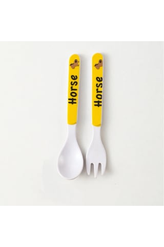 Maiyame Bebekler İçin Bambü Lifli Yeme Öğrenme Seti - Yumuşak Korkuluk Ve Çatalla, Güvenli Ve Sevimli Karikatür Desenli Çok Renkli