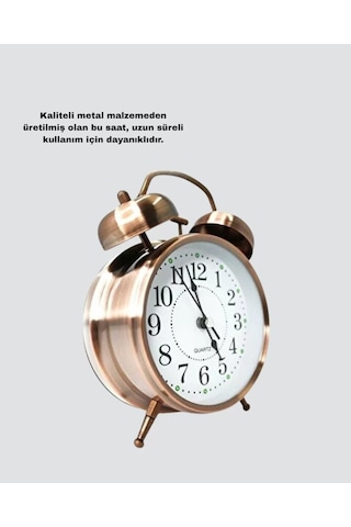 Retro Tarz Bronz Dekoratif Masa Saati Metal Gövde Yüksek Sesli Alarm Çr 57403925