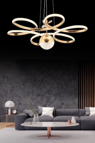 İstanbul Avize Papatya Gold 3 Renk Ledli Kumandalı Modern Led Avize Gold