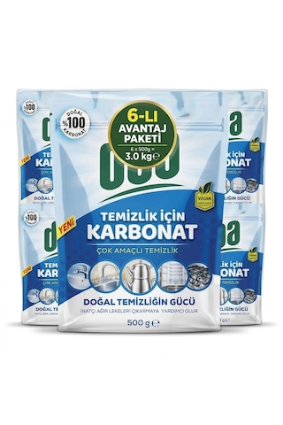 Doa Temizlik İçin Karbonat 3000 Gr Çok Amaçlı Temizlik Karbonatı Ev, Mutfak, Banyo Ve Yüzey Temizliği 6'lı Set