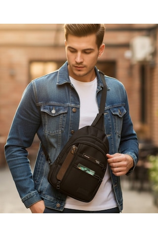 Classone Crossbody Vıp Su Geçirmez Kumaş,fermuar Çarpraz Askılı Unisex Omuz Ve Bel Çantası Siyah