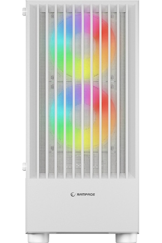 Rampage Lyra Mesh Temperli Camlı 3x12 CM Rgb Fan M-Atx Mini-T Gaming Oyuncu Kasası Beyaz