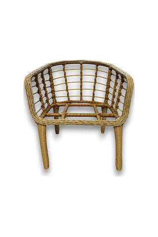 Tu Tienda Kartepe 2 1 1 Rattan Bahçe Balkon Takimi,saman Rattan/bej Kumaş Saman-bej