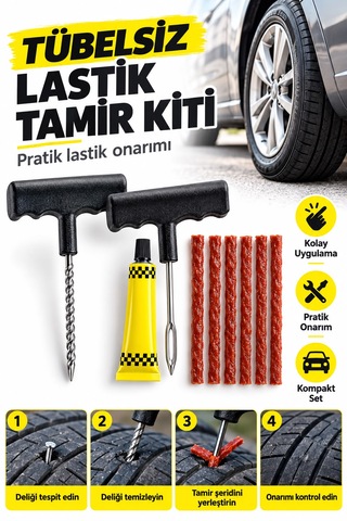 Tübelsiz Lastik Tamir Kiti Lastik Onarım Pratik Kolay Kullanım