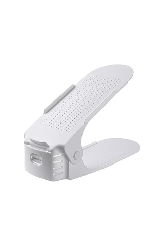 Ayarlanabilir Depolama Çift Kalınlaştırılmış Ayakkabı Rafı Katmanlı Ayakkabı Tepsisi Ev Yerden Tasarruf Sağlayan Ayakkabı Düzenleyici Ayakkabı Dolabı Rafları Beyaz