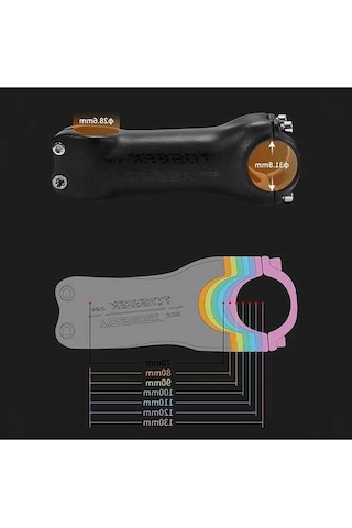 Ebitda Toseek K04 Tam Karbon Fiber Lehimleme Musluk, 6 Derece, 130mm, Siyah Gri Gümüş, Yol/dağ Bisikleti Uygun Siyah - Gri