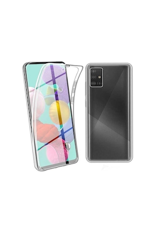 Galaxy A71 Kılıf Zore Enjoy 360 Derece Tam Kaplayan Silikon Kılıf Renksiz