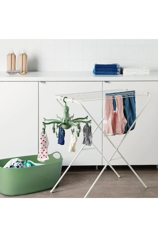 Ikea Pressa 16 Mandallı Katlanabilir Çamaşır Kurutma Askısı 40 X 26 Cm Yeşil