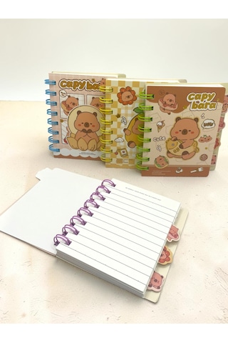 Capy Bara Not Defteri - Mini Telli A7 Not Defteri - Mor