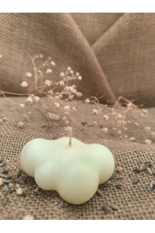 Bulut Desenli Dekoratif Mum, Tek Renk Ekru