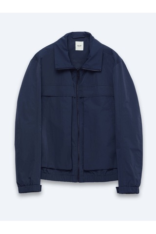 Kip Lacivert Relaxed Fit Dik Yaka Casual Dokuma Mont
