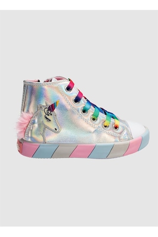 Unicorn Hologram Ortopedik Kız Sneakers Gri