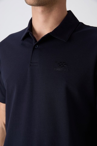 Tommy Life Lacivert Pamuklu Kalın Yumuşak Dokulu Standart Fit Basic Polo Yaka Erkek T-shirt - 88348 001