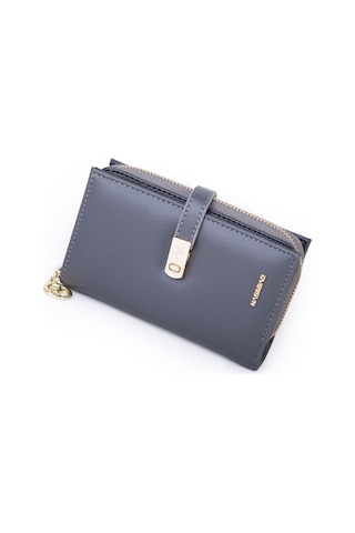 Nas Bag Kadın Orta Boy Kartlık Kağıt Para Ve Bozuk Para Tasarımına Sahip Gri Dona 16x9 Cm