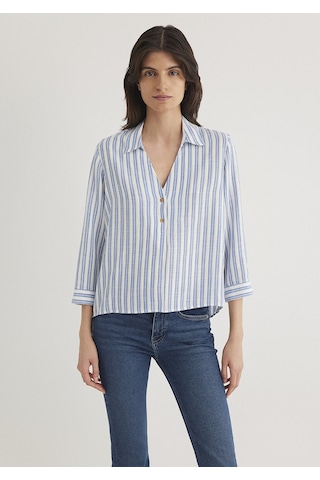 Mavi - Indigo Çizgili Bluz 122400-83979 İndigo