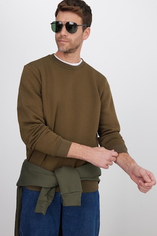 Tudors Unisex Relax Fit Rahat Kesim Pamuklu 3 İplik İçi Polarlı Yeşil Bisiklet Yaka Sweatshirt-37020 Yeşil
