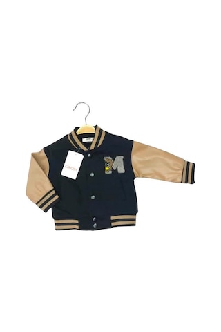 Erkek Bebek Kolları Deri Mevsimlik Kolej Mont-13478 Siyah