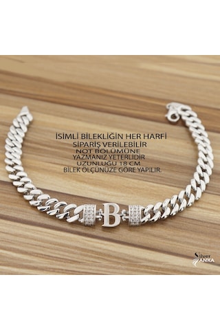 925 Ayar Gümüş B Harfi Gurmet Bileklik