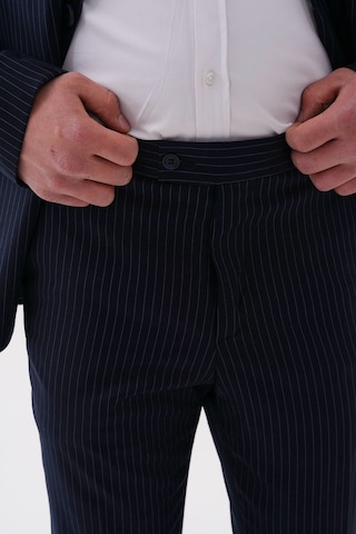 Dupont Classics Dupont Slim Fit Mono Yaka 6 Drop Çift Yırtmaç Çizgili 2'li Takım Elbise Lacivert