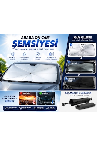 Araba Ön Cam Güneşlik Şemsiyesi Katlanabilir Uv Korumalı Oto Güneşlik