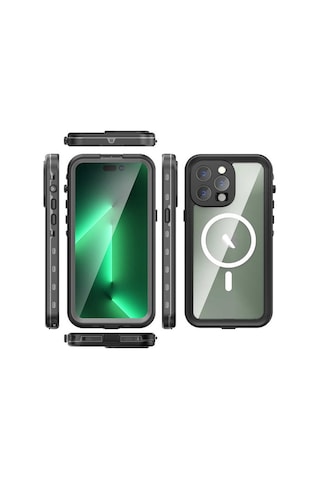 Apple Uyumlu iPhone 14 Pro Max Uyumlu 1-1 Su Geçirmez Kılıf-siyah Siyah -