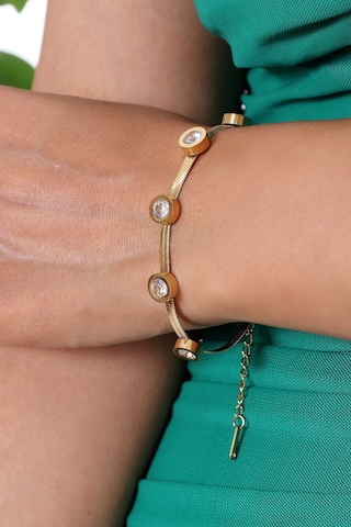 Bhs Life Kadın Zirkon Taşlı Yassı Zincir Bileklik Çok Renkli