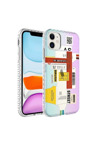 Apple Uyumlu iPhone 12 Airbag Kenarlı Renkli Desenli Silikon Zore Elegans Kapak