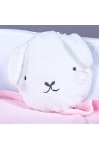 Lüx Sevimli Tavşan Figürlü Welsoft Battaniye + Yastık Açık Pembe