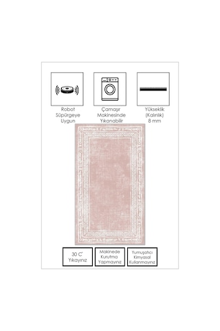West Home Dijital Baskı Yıkanabilir Kaymaz Taban Leke Tutmaz Pembe Mutfak Halısı Salon Halısı Ve Yolluk Wh 440 Rose
