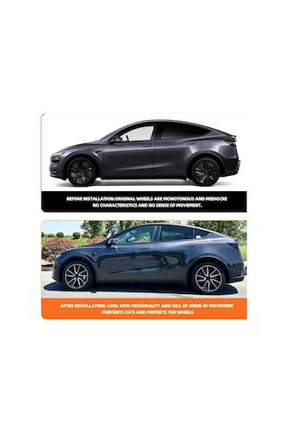 Red Lion Parts Tesla Model Y Juniper 2025+ Uyumlu 19 İnç Uberturbine Stil Jant Kapağı Seti - Mat Siyah 4 Adet