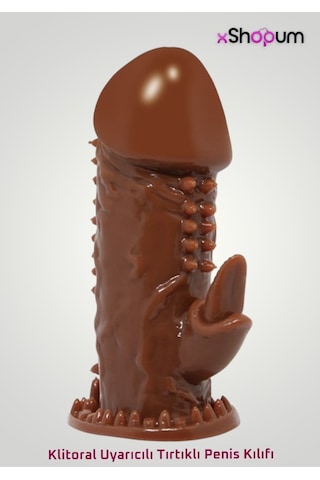 xShopum Klitoral Uyarıcılı Tırtıklı Penis Kılıfı